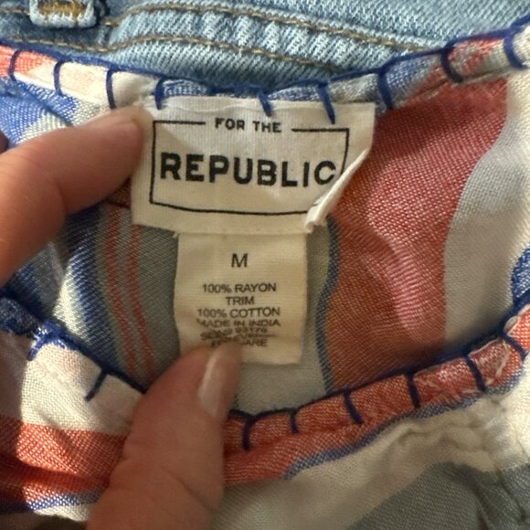 For The Republic Ruched Drawstring Crop Top Womens M Medium Multicolor Striped - Picture 5 of 5